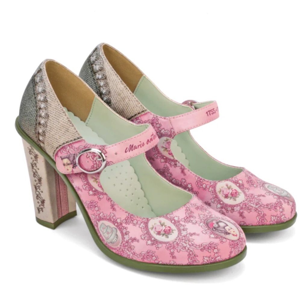 Hot Chocolate Design Marie Antoinette pink green heels shoes 10